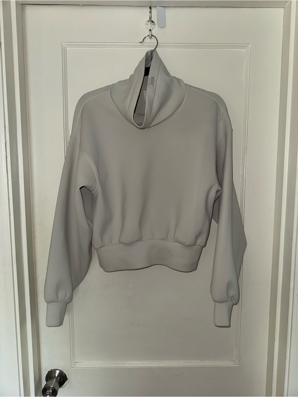Cropped Funnel Neck Sweatshirt - off white